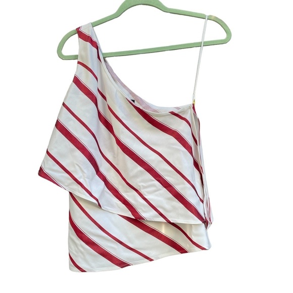BANANA REPUBLIC ONE SHOULDER STRIPED ASYMMETRICAL BLOUSE - Picture 1 of 4
